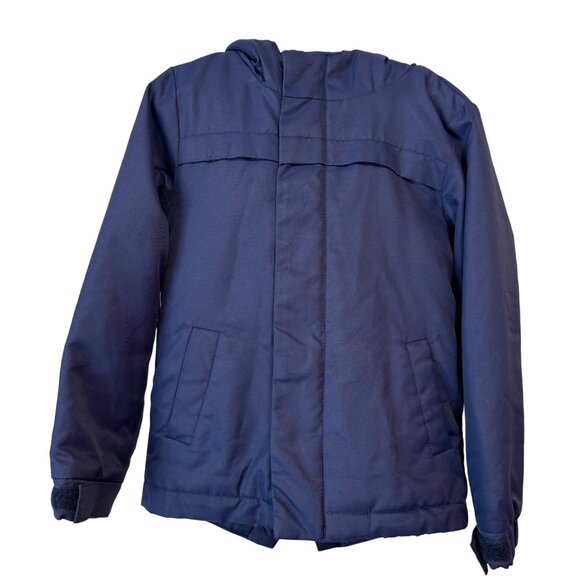 Cat & Jack Kids Navy Blue Hooded Winter Jacket 4T Faux Fur Lined - Picture 1 of 10